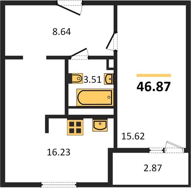 Фото №1: 1-комнатная квартира 46 м² - Краснодар, жилой комплекс Событие, мкр. Прикубанский внутригородской округ