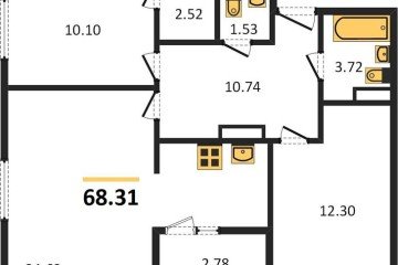 Фото №1: 2-комнатная квартира 68 м² - Краснодар, мкр. жилой комплекс Событие, 