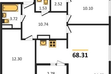Фото №1: 2-комнатная квартира 68 м² - Краснодар, мкр. жилой комплекс Событие, 
