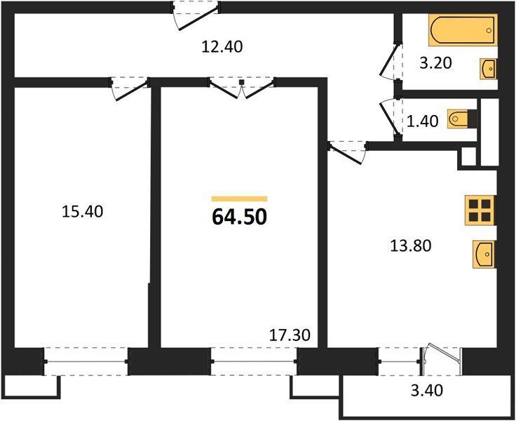 Фото №1: 2-комнатная квартира 65 м² - Краснодар, 9-й километр, Прикубанский внутригородской округ, мкр. жилой комплекс Небо, ул. Ярославская, 115к1
