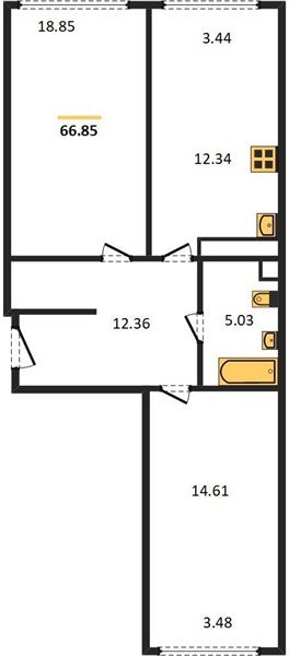 Фото №1: 2-комнатная квартира 66 м² - Краснодар, Центральный внутригородской округ, мкр. Черёмушки