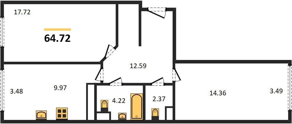Фото №1: 2-комнатная квартира 64 м² - Краснодар, Черёмушки