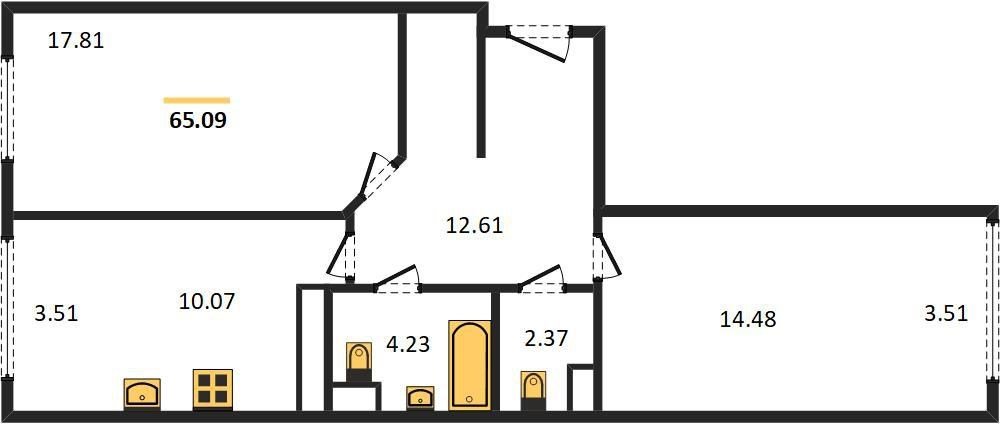 Фото №1: 2-комнатная квартира 65 м² - Краснодар, Центральный внутригородской округ, мкр. Черёмушки