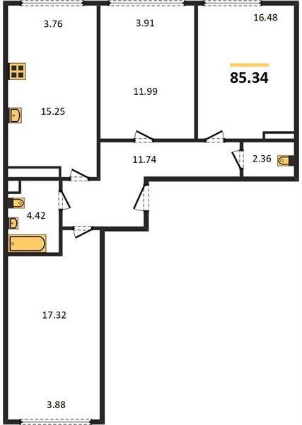 Фото №1: 3-комнатная квартира <span class="whitespace-nowrap">85 м²</span>, <span class="whitespace-nowrap">5/24 эт.</span> - Краснодар, Центральный внутригородской округ, мкр. Черёмушки