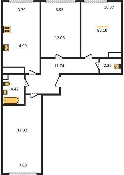 Фото №1: 3-комнатная квартира 85 м² - Краснодар, Центральный внутригородской округ, мкр. Черёмушки