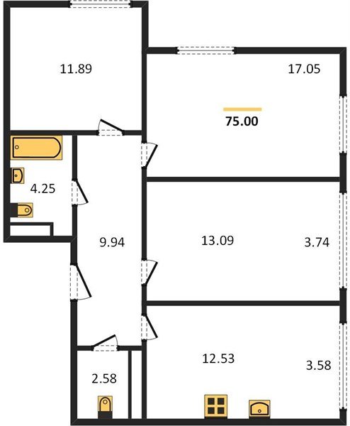 Фото №1: 3-комнатная квартира 75 м² - Краснодар, Центральный внутригородской округ, мкр. Черёмушки