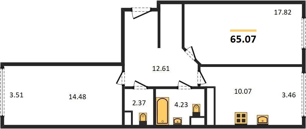 Фото №1: 2-комнатная квартира 65 м² - Краснодар, Центральный внутригородской округ, мкр. Черёмушки