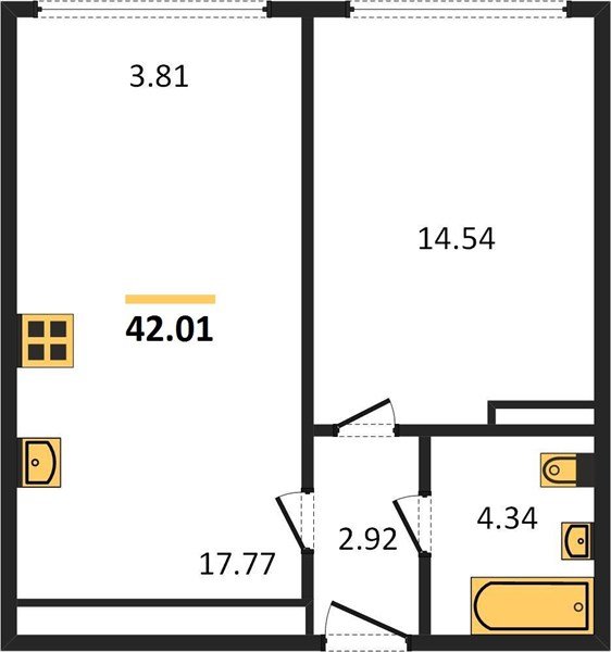 Фото №1: 1-комнатная квартира 42 м² - Краснодар, Центральный внутригородской округ, мкр. Черёмушки