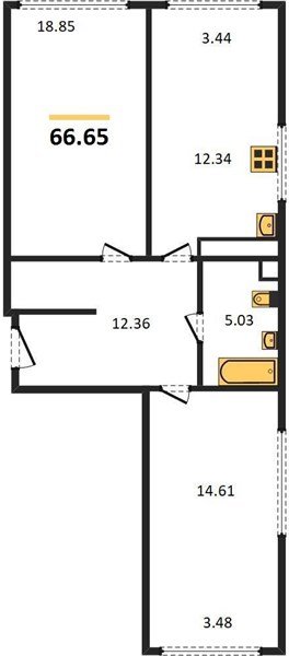 Фото №1: 2-комнатная квартира 66 м² - Краснодар, Центральный внутригородской округ, мкр. Черёмушки