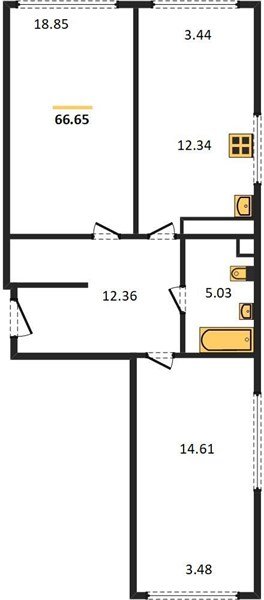 Фото №1: 2-комнатная квартира 67 м² - Краснодар, Черёмушки, 