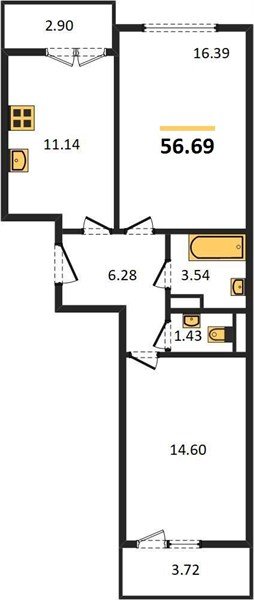 Фото №1: 2-комнатная квартира 57 м² - Краснодар, Прикубанский внутригородской округ, мкр. Музыкальный, ул. имени И.И. Дунаевского
