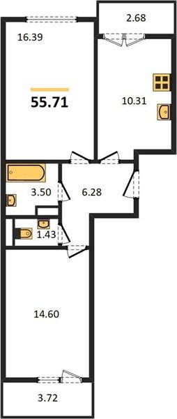 Фото №1: 2-комнатная квартира 56 м² - Краснодар, Прикубанский внутригородской округ, мкр. Музыкальный, ул. имени И.И. Дунаевского