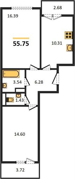 Фото №1: 2-комнатная квартира 56 м² - Краснодар, Прикубанский внутригородской округ, мкр. Музыкальный, ул. имени И.И. Дунаевского