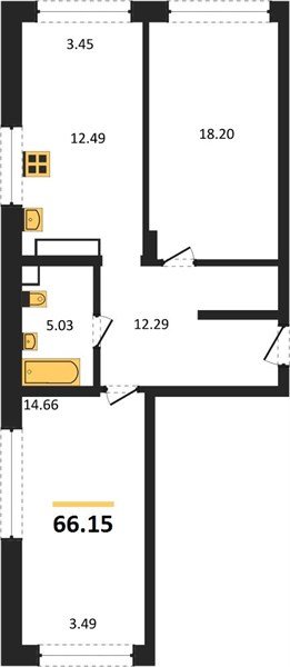 Фото №1: 2-комнатная квартира 66 м² - Краснодар, Черёмушки, 
