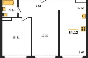 Фото №1: 2-комнатная квартира 64 м² - Краснодар, мкр. Черёмушки, 