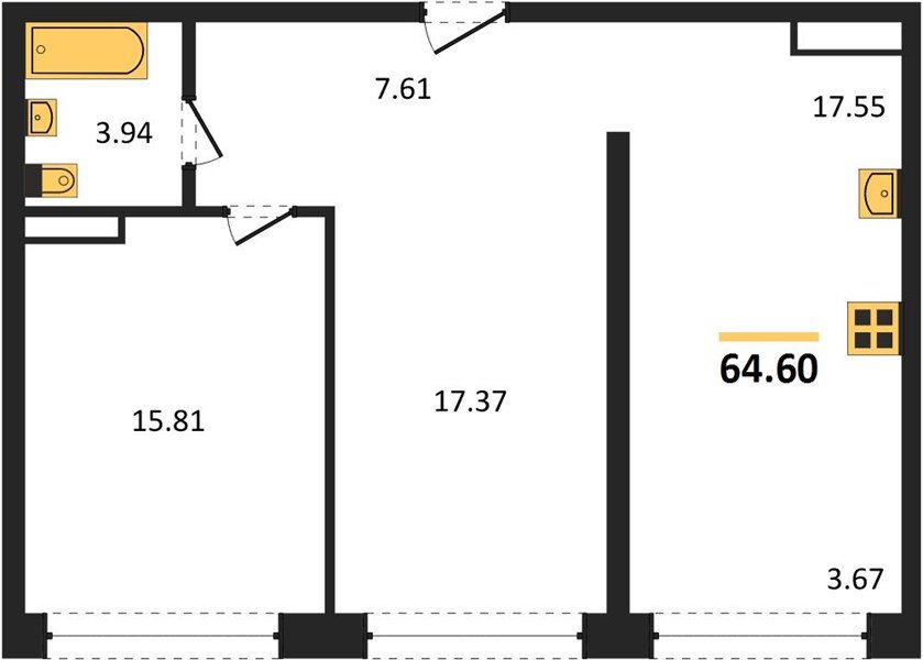 Фото №1: 2-комнатная квартира 64 м² - Краснодар, Черёмушки