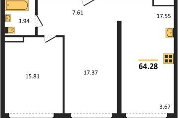 Фото №1: 2-комнатная квартира 64 м² - Краснодар, мкр. Черёмушки, 