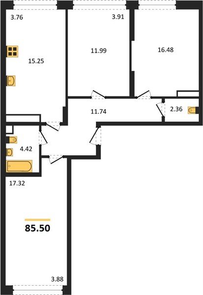 Фото №1: 3-комнатная квартира 86 м² - Краснодар, Центральный внутригородской округ, мкр. Черёмушки