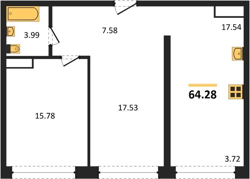 Фото №1: 2-комнатная квартира 64 м² - Краснодар, Черёмушки