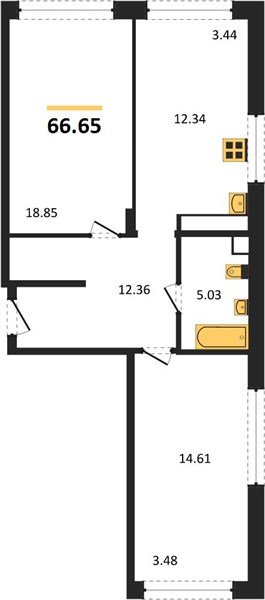 Фото №1: 2-комнатная квартира 66 м² - Краснодар, Центральный внутригородской округ, мкр. Черёмушки