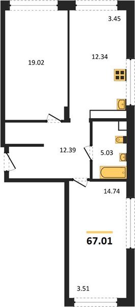 Фото №1: 2-комнатная квартира 67 м² - Краснодар, Центральный внутригородской округ, мкр. Черёмушки