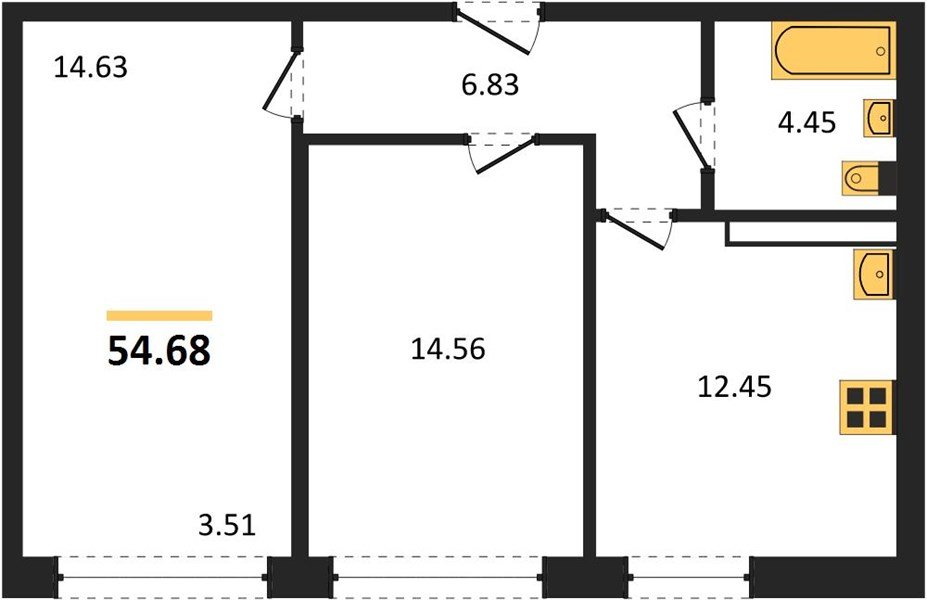 Фото №1: 2-комнатная квартира 54 м² - Краснодар, Черёмушки