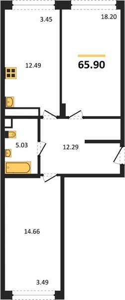 Фото №1: 2-комнатная квартира 66 м² - Краснодар, Черёмушки, мкр. Центральный внутригородской округ