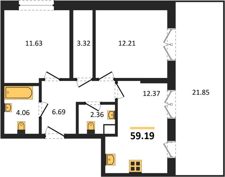 Фото №1: 2-комнатная квартира 59 м² - Тихорецк