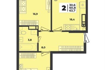Фото №1: 2-комнатная квартира 63 м² - Краснодар, мкр. жилой комплекс Лето, ул. Западный Обход, 46