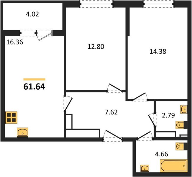 Фото №1: 2-комнатная квартира 60 м² - Краснодар, жилой комплекс Друзья, ул. имени Б.С. Кудухова, 1