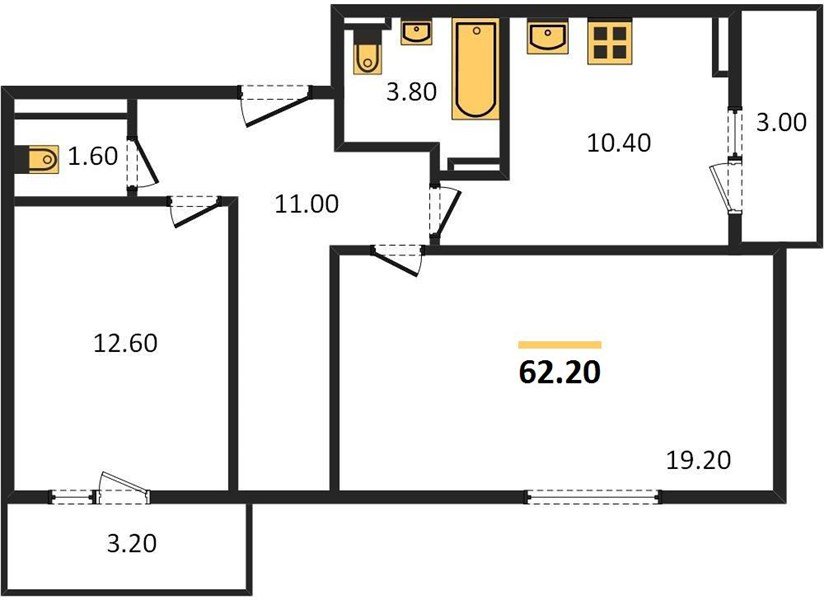 Фото №1: 2-комнатная квартира 62 м² - Краснодар, жилой комплекс Бауинвест, жилой комплекс Парк У Дома, мкр. Прикубанский внутригородской округ