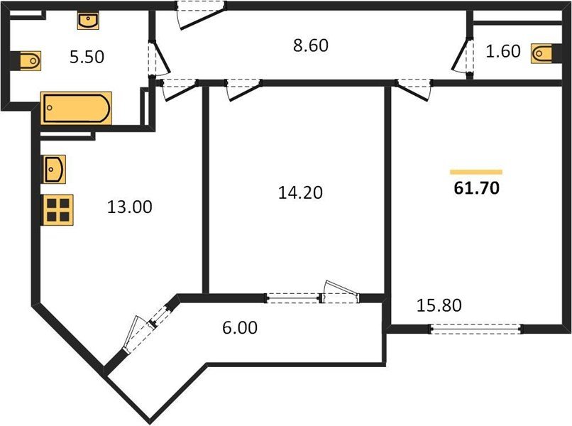 Фото №1: 2-комнатная квартира 62 м² - Краснодар, жилой комплекс Бауинвест, жилой комплекс Парк У Дома, мкр. Прикубанский внутригородской округ