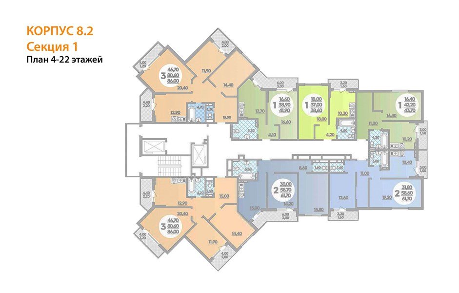 Фото №5: 2-комнатная квартира 62 м² - Краснодар, жилой комплекс Бауинвест, жилой комплекс Парк У Дома, мкр. Прикубанский внутригородской округ