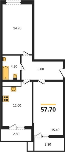 Фото №1: 2-комнатная квартира 57 м² - Новая Адыгея, 