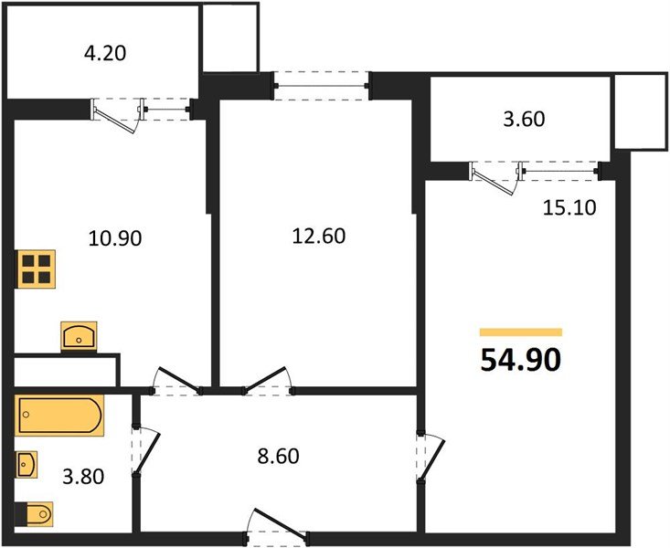Фото №1: 2-комнатная квартира 54 м² - Новая Адыгея, 
