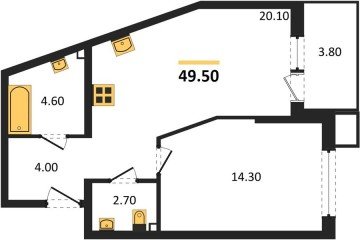 Фото №1: 1-комнатная квартира 50 м² - Краснодар, мкр. Парк Победы, 