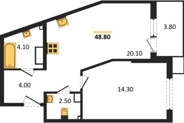 Фото №1: 1-комнатная квартира 49 м² - Краснодар, мкр. Парк Победы, 