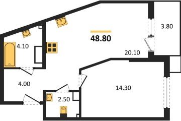 Фото №1: 1-комнатная квартира 49 м² - Краснодар, мкр. Парк Победы, 