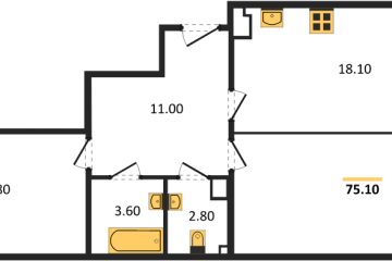 Фото №1: 2-комнатная квартира 75 м² - Краснодар, мкр. Парк Победы, 