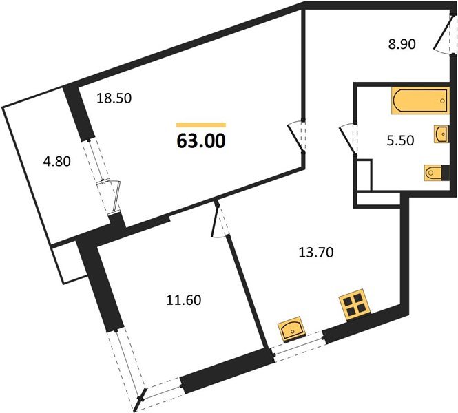 Фото №1: 2-комнатная квартира 63 м² - Краснодар, Прикубанский внутригородской округ, мкр. Парк Победы