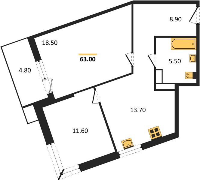 Фото №1: 2-комнатная квартира 63 м² - Краснодар, Прикубанский внутригородской округ, мкр. Парк Победы