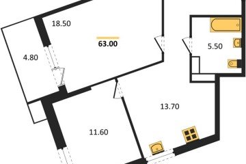 Фото №1: 2-комнатная квартира 63 м² - Краснодар, мкр. Парк Победы, 