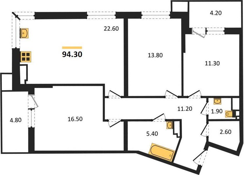 Фото №1: 3-комнатная квартира 94 м² - Краснодар, Прикубанский внутригородской округ, мкр. Парк Победы