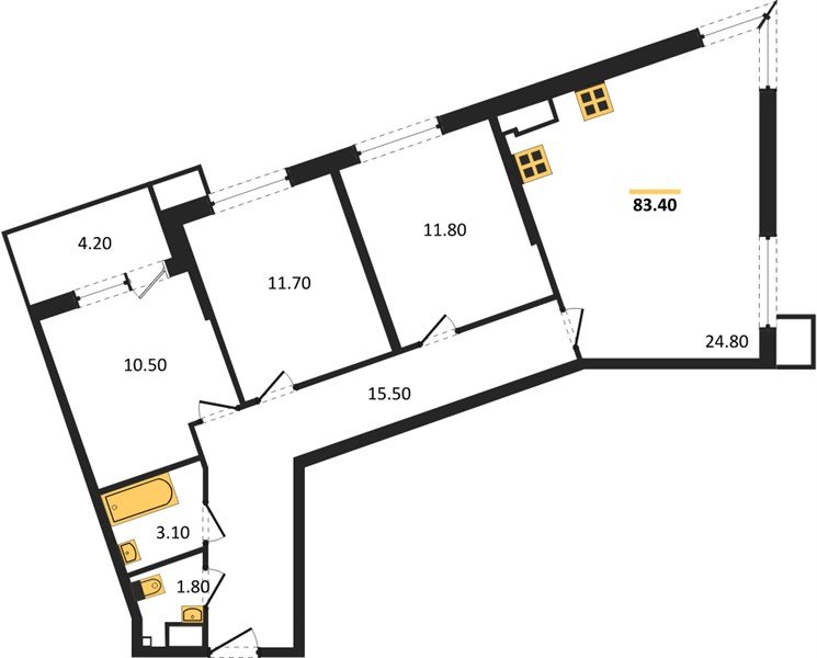 Фото №1: 3-комнатная квартира 83 м² - Краснодар, Прикубанский внутригородской округ, мкр. Парк Победы