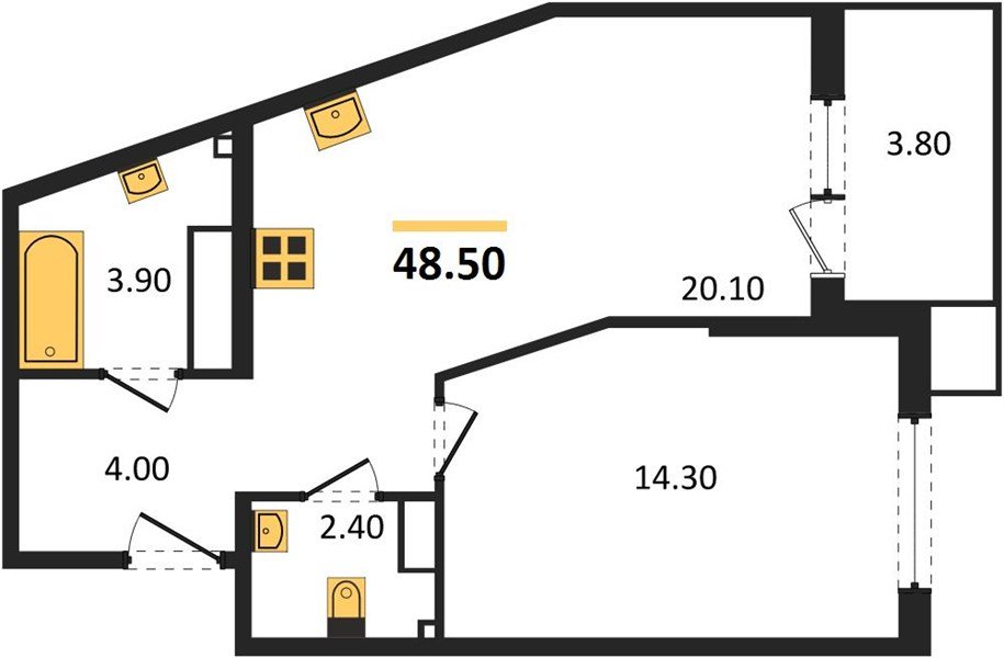 Фото №1: 1-комнатная квартира 48 м² - Краснодар, Прикубанский внутригородской округ, мкр. Парк Победы