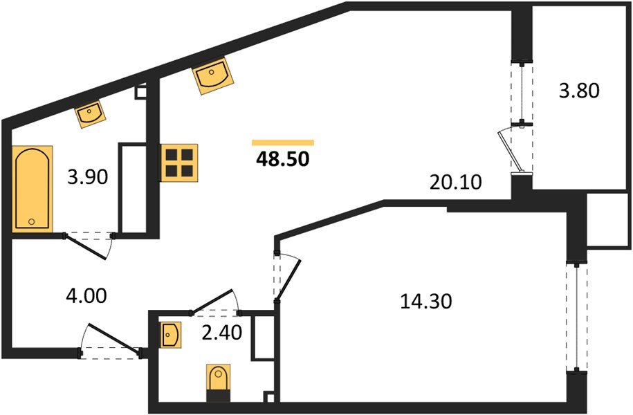 Фото №1: 1-комнатная квартира 48 м² - Краснодар, Прикубанский внутригородской округ, мкр. Парк Победы