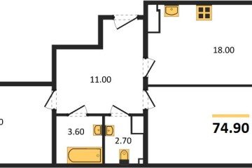 Фото №1: 2-комнатная квартира 74 м² - Краснодар, мкр. Парк Победы, 