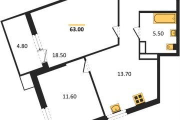 Фото №1: 2-комнатная квартира 63 м² - Краснодар, мкр. Парк Победы, 