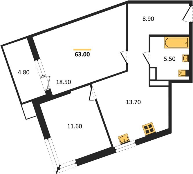 Фото №1: 2-комнатная квартира 63 м² - Краснодар, Прикубанский внутригородской округ, мкр. Парк Победы