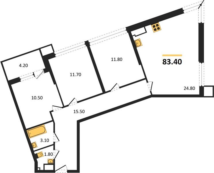 Фото №1: 3-комнатная квартира 84 м² - Краснодар, Прикубанский внутригородской округ, мкр. Парк Победы